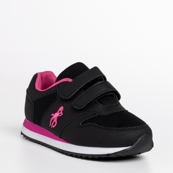 Детски спортни обувки  черни  от еко кожа  и текстилен материал Aston - Kalapod.bg