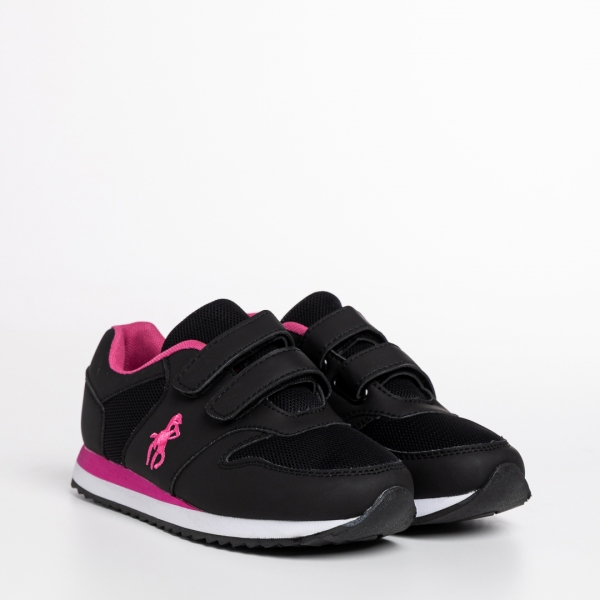 Детски спортни обувки  черни  от еко кожа  и текстилен материал Aston, 3 - Kalapod.bg