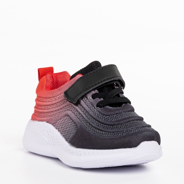 Детски спортни обувки  черни  с червено  от текстилен материал  Vear - Kalapod.bg