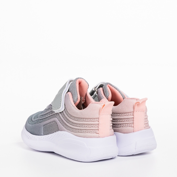 Детски спортни обувки сиви с розово  от текстилен материал  Vear, 4 - Kalapod.bg