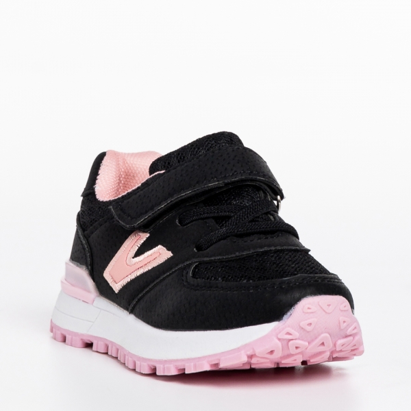 Детски спортни обувки  черни с розово  от еко кожа Rockie, 3 - Kalapod.bg