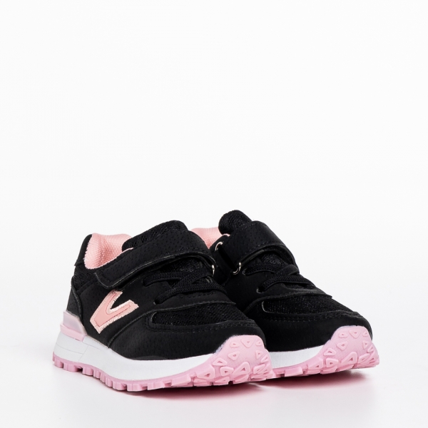 Детски спортни обувки  черни с розово  от еко кожа Rockie - Kalapod.bg