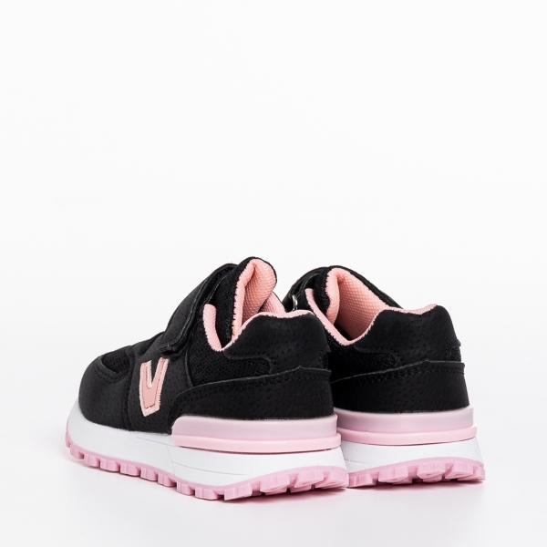 Детски спортни обувки  черни с розово  от еко кожа Rockie, 4 - Kalapod.bg
