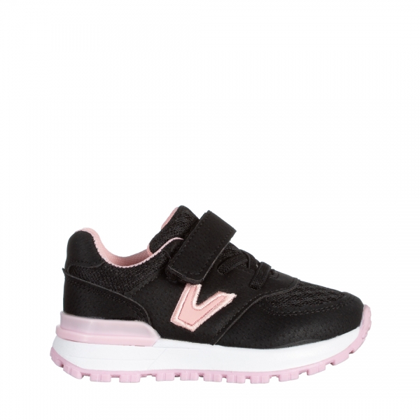 Детски спортни обувки  черни с розово  от еко кожа Rockie, 2 - Kalapod.bg
