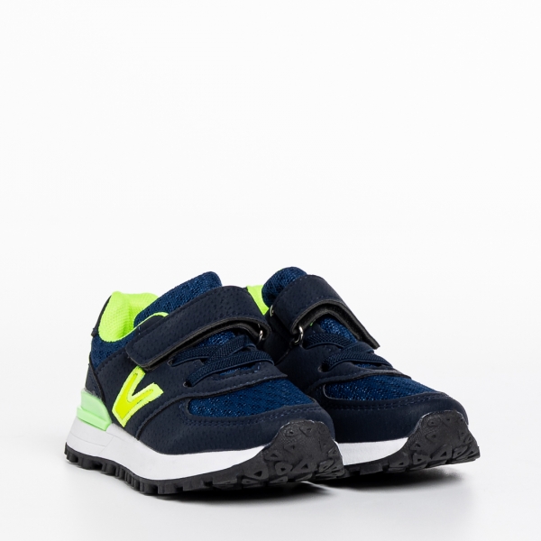 Детски спортни обувки  сини със зелено  от еко кожа Rockie - Kalapod.bg