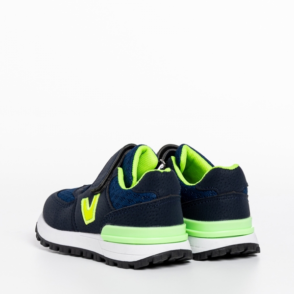 Детски спортни обувки  сини със зелено  от еко кожа Rockie, 4 - Kalapod.bg
