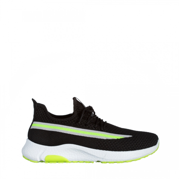 Мъжки спортни обувки  черни със зелено от текстилен материал  Darrius, 2 - Kalapod.bg