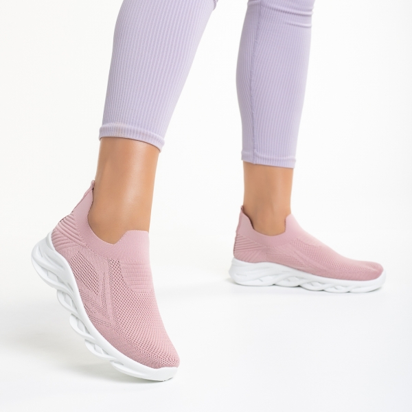 Дамски спортни обувки розови  от текстилен материал  Adalira, 4 - Kalapod.bg