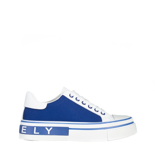 Дамски спортни обувки бели със синьо от еко кожа и текстилен материал  Calandra, 2 - Kalapod.bg