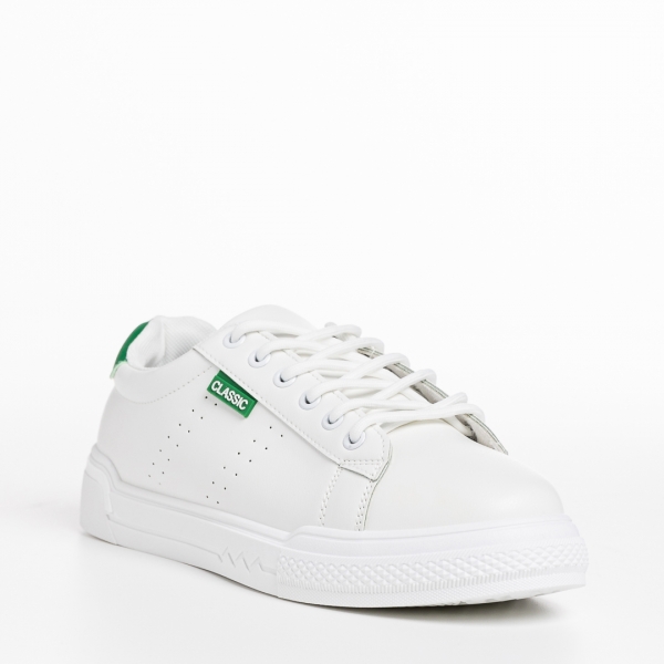 Дамски спортни обувки бели със зелено от еко кожа  Ruba - Kalapod.bg