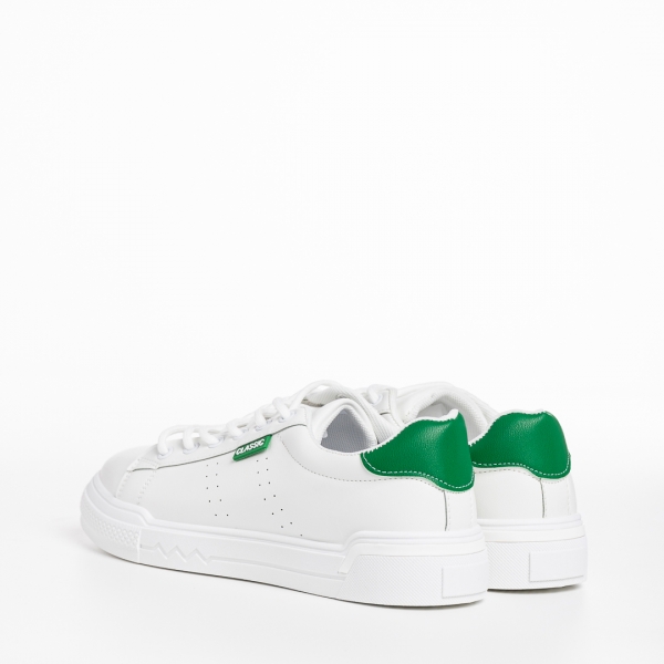 Дамски спортни обувки бели със зелено от еко кожа  Ruba, 4 - Kalapod.bg
