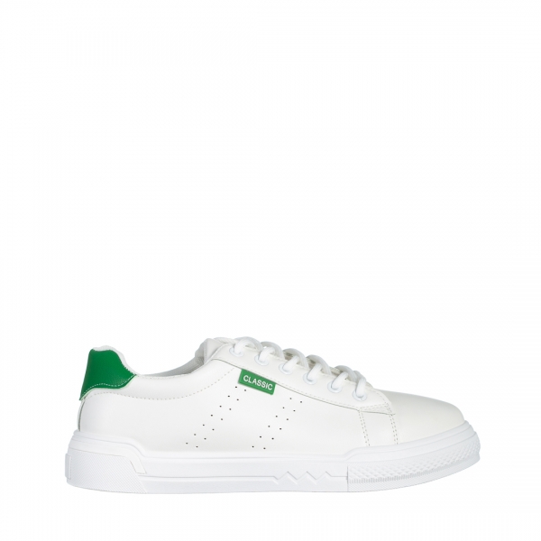 Дамски спортни обувки бели със зелено от еко кожа  Ruba, 2 - Kalapod.bg