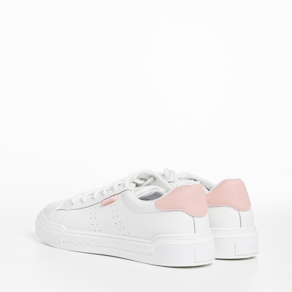 Дамски спортни обувки бели с розово  от еко кожа  Ruba, 4 - Kalapod.bg