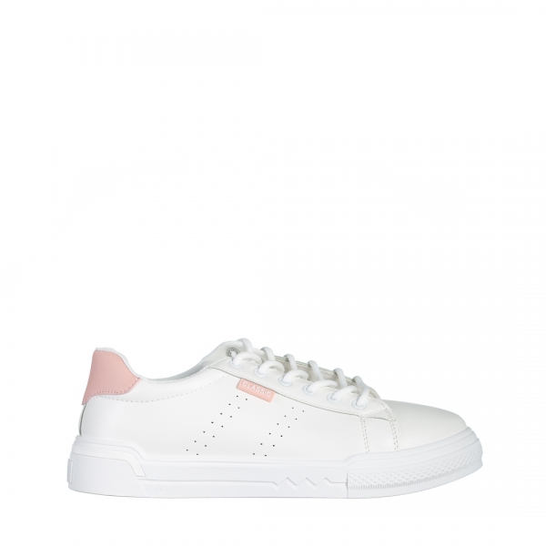Дамски спортни обувки бели с розово  от еко кожа  Ruba, 2 - Kalapod.bg