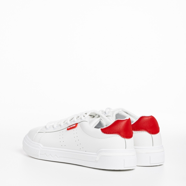 Дамски спортни обувки бели  с червено от еко кожа  Ruba, 4 - Kalapod.bg
