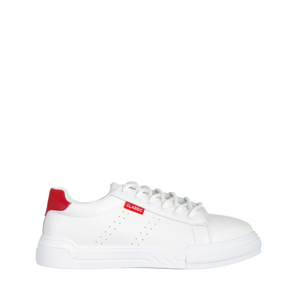 Дамски спортни обувки бели  с червено от еко кожа  Ruba, 2 - Kalapod.bg