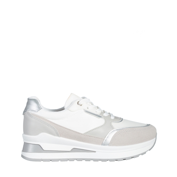 Дамски спортни обувки  сиви с бяло от еко кожа  и текстилен материал  Ryver, 2 - Kalapod.bg