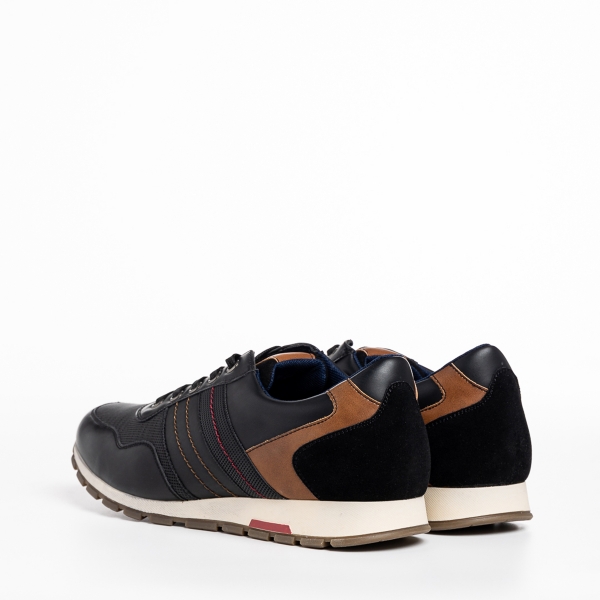 Мъжки спортни обувки  черни от еко кожа  Leonardo, 4 - Kalapod.bg