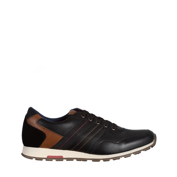 Мъжки спортни обувки  черни от еко кожа  Leonardo - Kalapod.bg