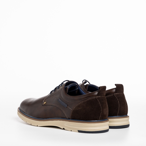 Мъжки обувки тъмно кафяви  от еко кожа  Denzel, 4 - Kalapod.bg