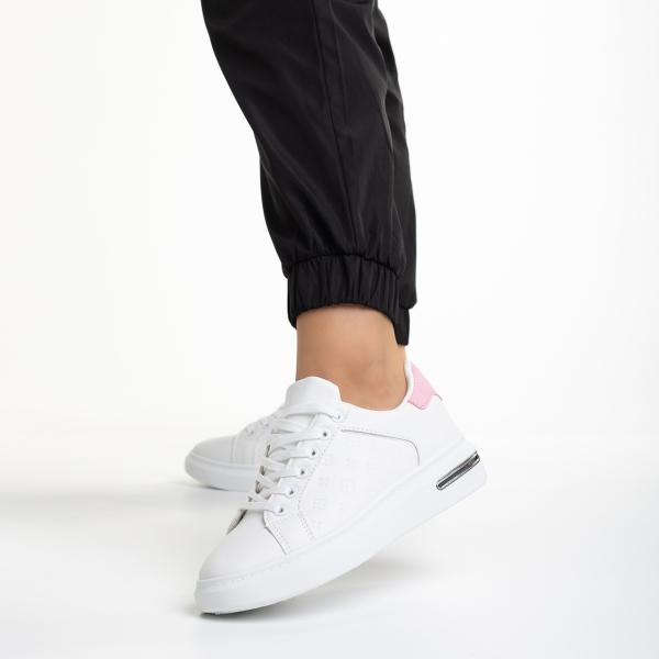Дамски спортни обувки  бели с розово от еко кожа  Denesha, 4 - Kalapod.bg