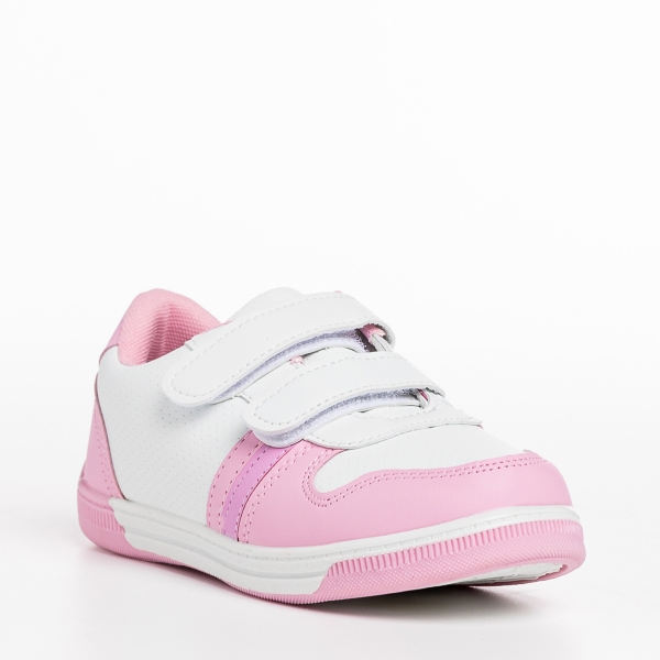Детски спортни обувки  розови  с бяло  от еко кожа  Buddy, 3 - Kalapod.bg