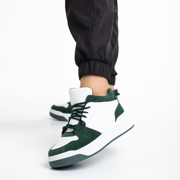 Дамски спортни обувки  зелени  с бяло  от еко кожа  Mandy, 4 - Kalapod.bg