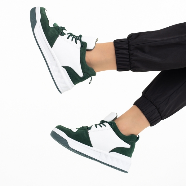 Дамски спортни обувки  зелени  с бяло  от еко кожа  Mandy, 6 - Kalapod.bg