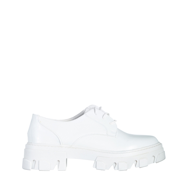 Всекидневни дамски обувки  бели от лачена еко кожа   Tayla, 8 - Kalapod.bg