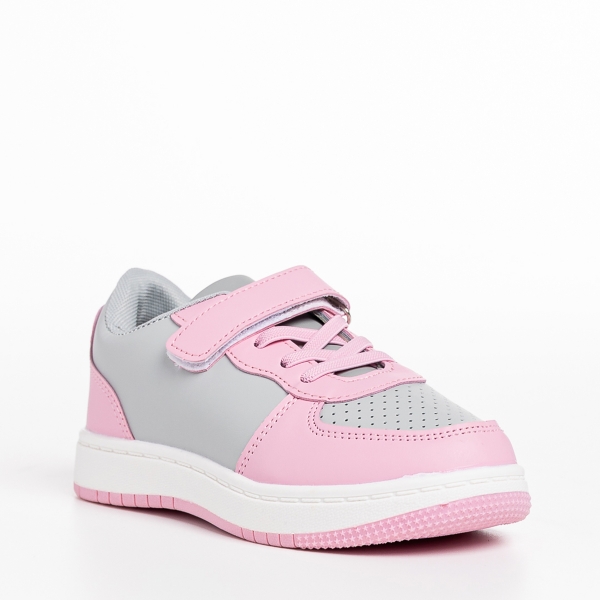 Детски спортни обувки  розови  cu сиви  от еко кожа  Ponty, 3 - Kalapod.bg