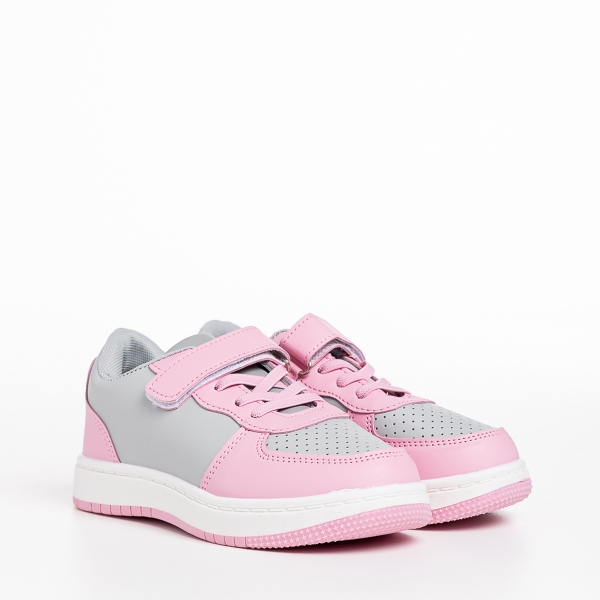 Детски спортни обувки  розови  cu сиви  от еко кожа  Ponty - Kalapod.bg