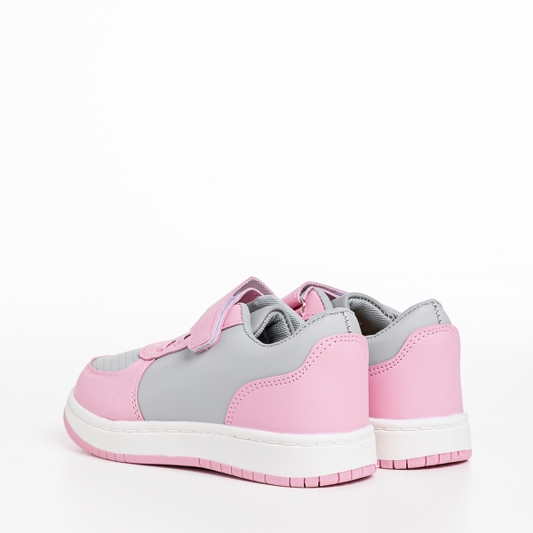 Детски спортни обувки  розови  cu сиви  от еко кожа  Ponty, 4 - Kalapod.bg