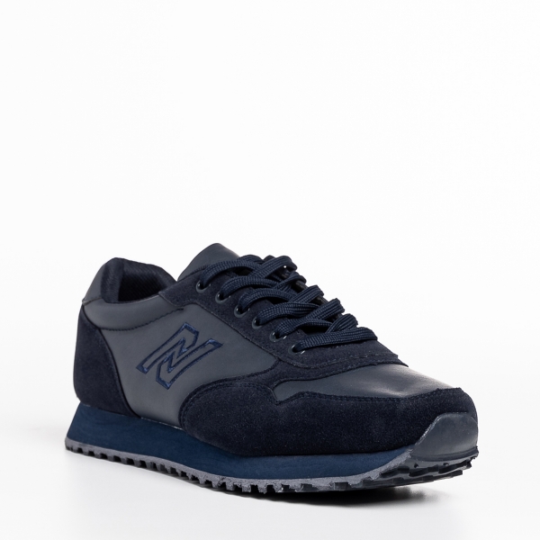 Мъжки спортни обувки  сини  от еко кожа и текстилен материал  Asher, 3 - Kalapod.bg