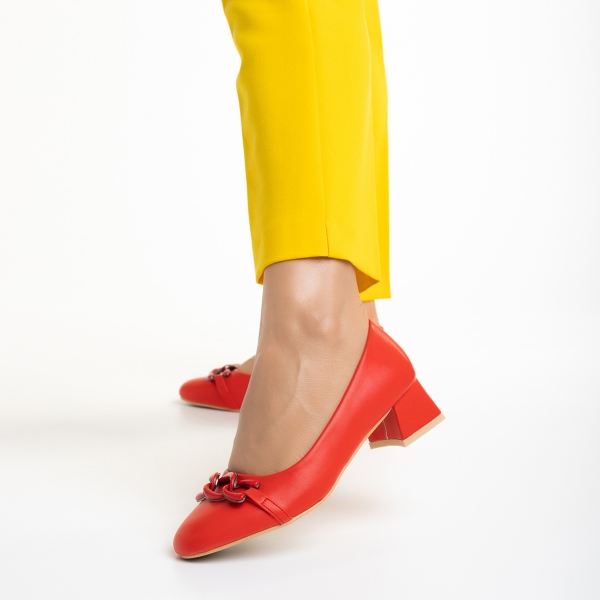 Дамски обувки червени  от еко кожа  Braulia, 4 - Kalapod.bg