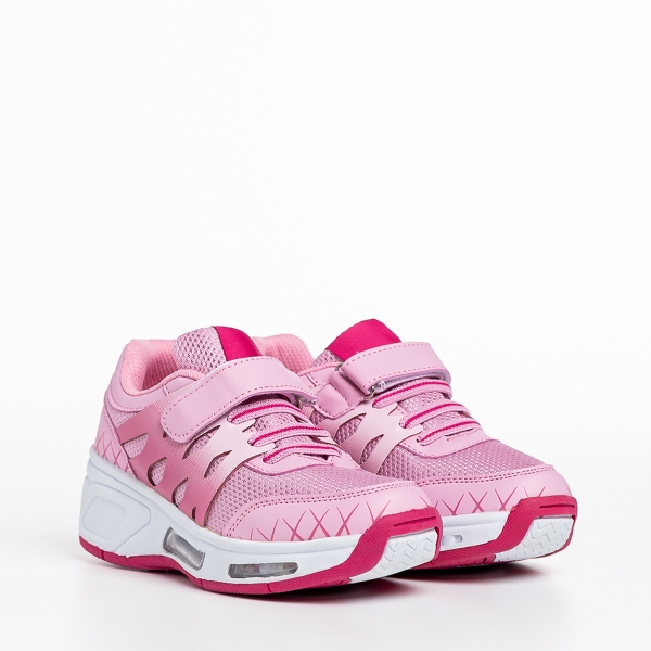 Детски спортни обувки розови с ролки от еко кожа Edwina - Kalapod.bg