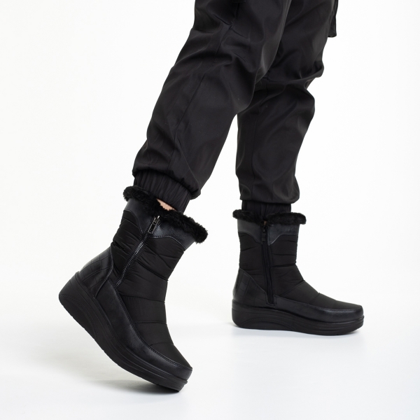 Дамски чизми  черни  от текстилен материал  Justine, 4 - Kalapod.bg