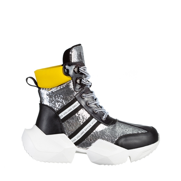 Дамски спортни обувки  черни със сребристо  от еко кожа  Rashia, 2 - Kalapod.bg