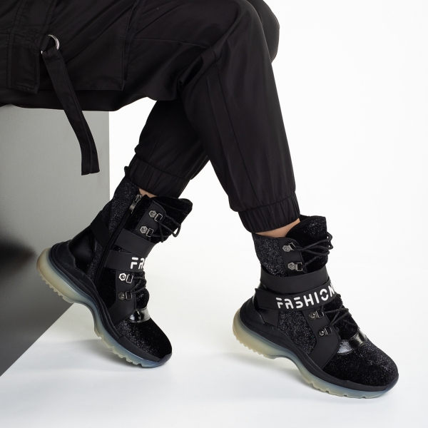 Дамски спортни обувки  черни от текстилен материал  Raizy, 5 - Kalapod.bg