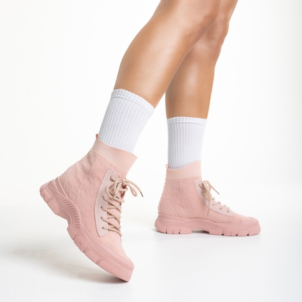 Дамски спортни обувки  розови  от текстилен материал  Yariana, 3 - Kalapod.bg