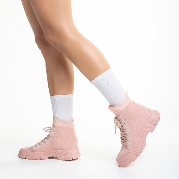 Дамски спортни обувки  розови  от текстилен материал  Yariana, 4 - Kalapod.bg