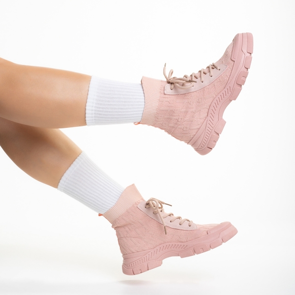 Дамски спортни обувки  розови  от текстилен материал  Yariana, 6 - Kalapod.bg