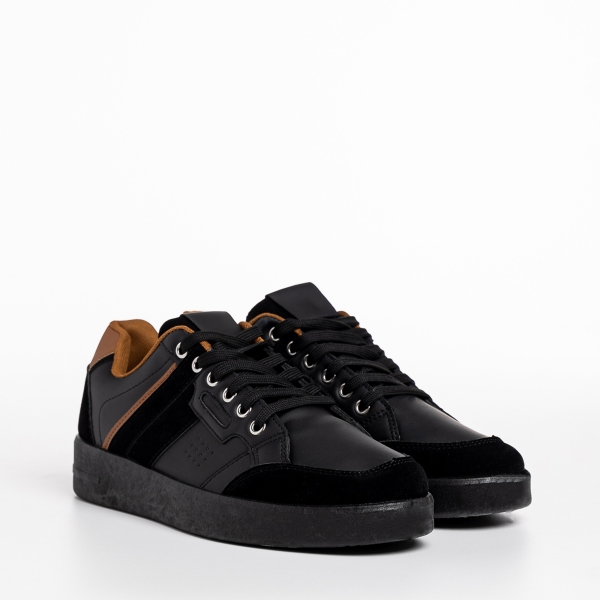 Мъжки спортни обувки  черни от еко кожа  Refujio, 3 - Kalapod.bg