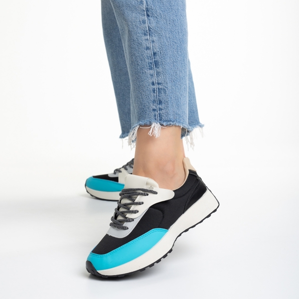 Дамски спортни обувки  черни със синьо от еко кожа  и текстилен материал  Refugia, 3 - Kalapod.bg