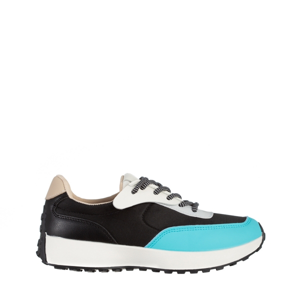 Дамски спортни обувки  черни със синьо от еко кожа  и текстилен материал  Refugia, 2 - Kalapod.bg
