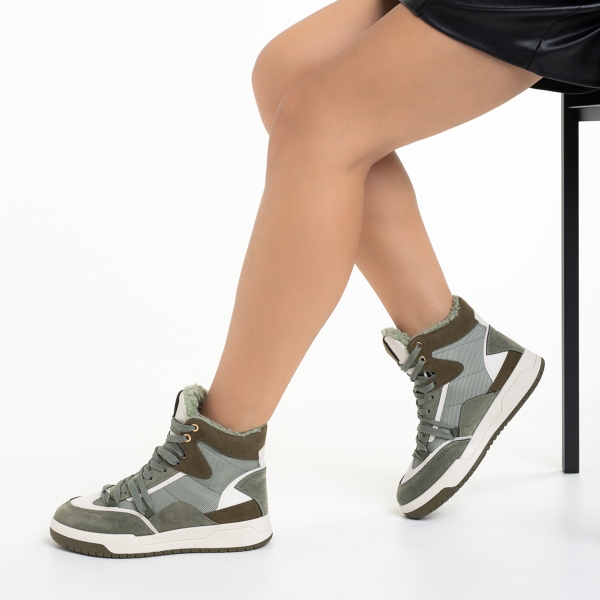 Дамски спортни обувки  зелени  от еко кожа  и текстилен материал Reveca, 5 - Kalapod.bg