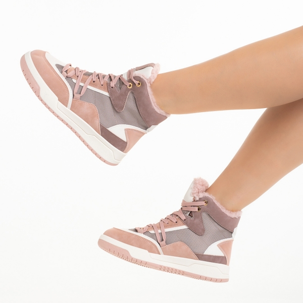 Дамски спортни обувки  розови  от еко кожа  и текстилен материал Reveca, 6 - Kalapod.bg