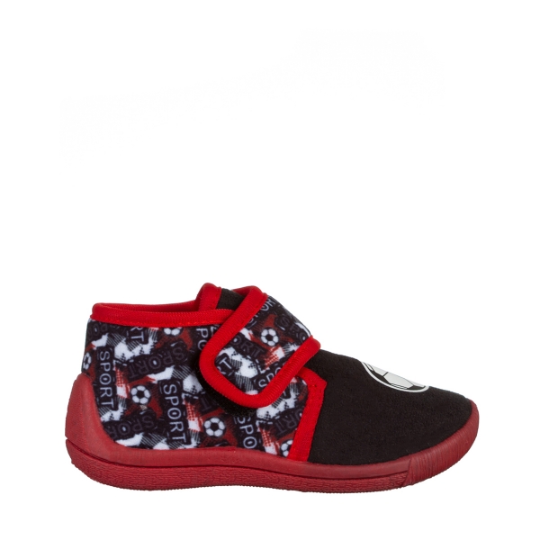 Детски чехли  черни  с червено от текстилен материал  Solina, 2 - Kalapod.bg
