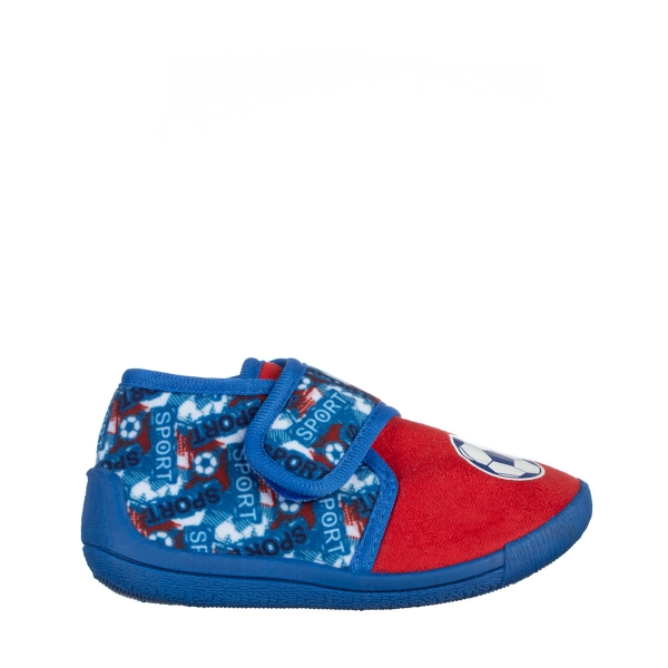 Детски чехли  червени със синьо от текстилен материал  Solina, 2 - Kalapod.bg