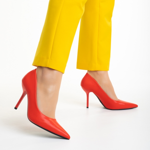 Дамски обувки  червени  от еко кожа  Leya, 3 - Kalapod.bg