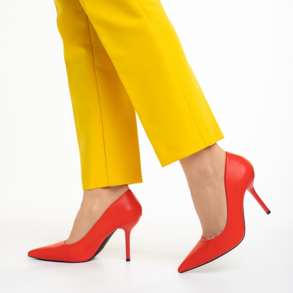 Дамски обувки  червени  от еко кожа  Leya, 4 - Kalapod.bg
